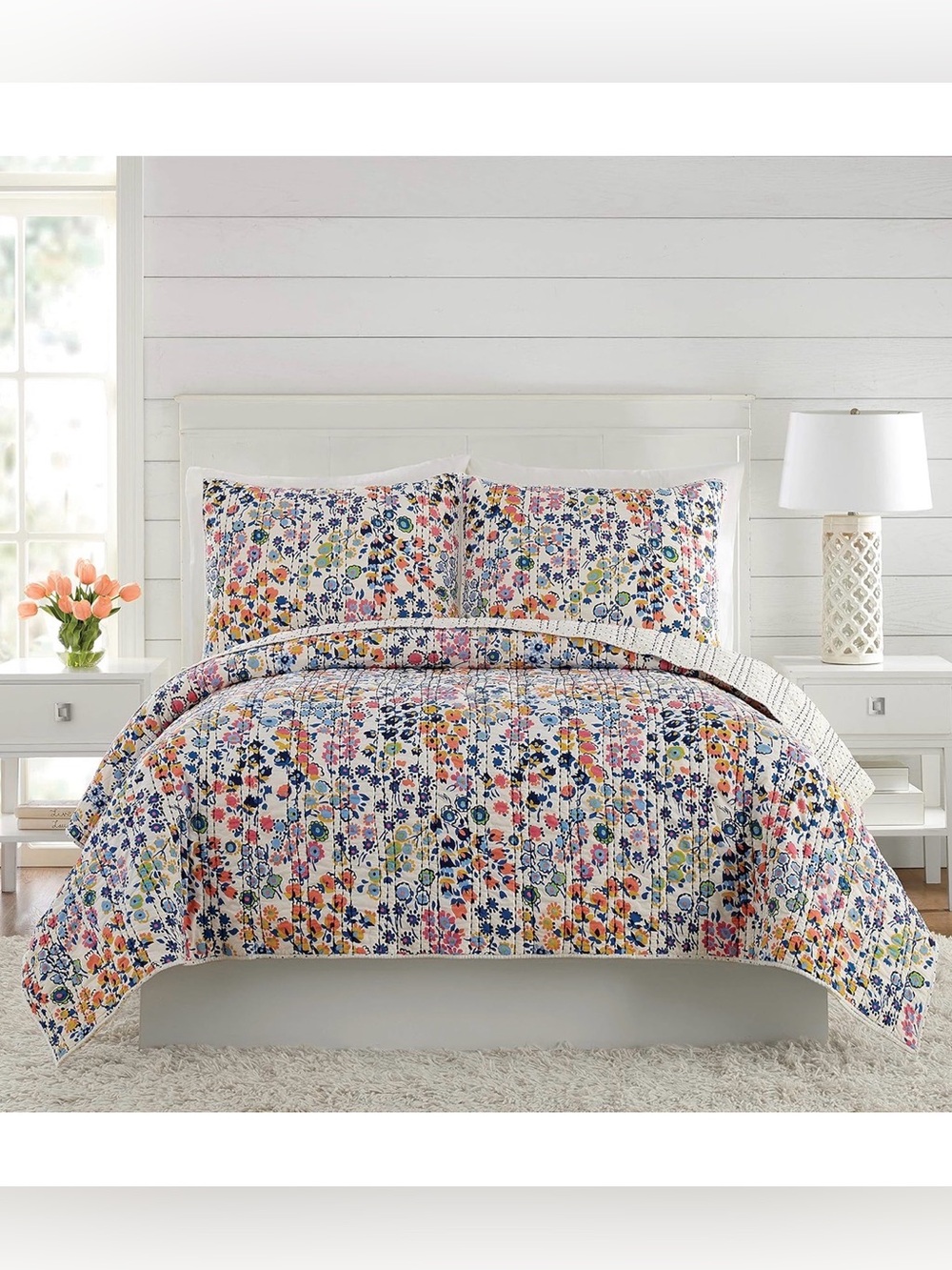 Beautiful Vera Bradley โPetite Floralโ - King-Sized Quilt and Sham Set